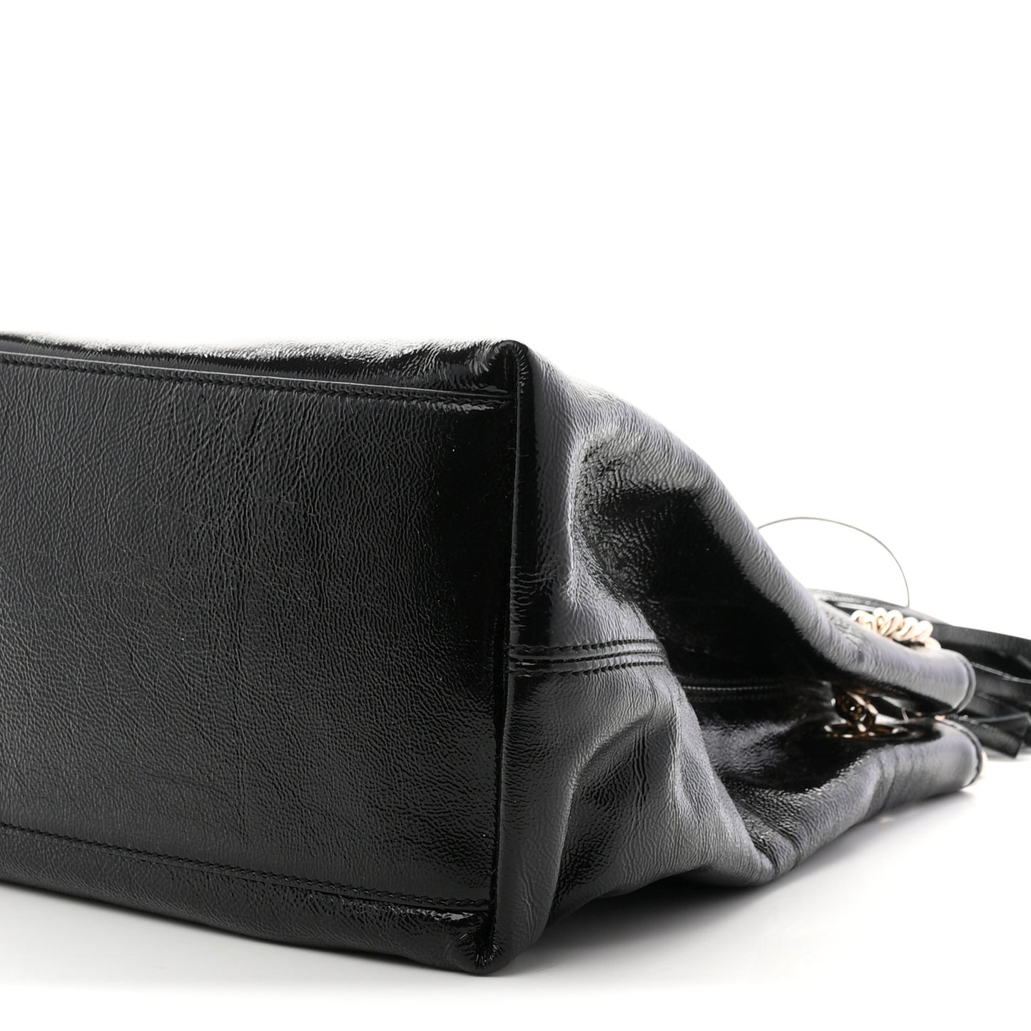 Patent Medium Soho Chain Shoulder Bag Black