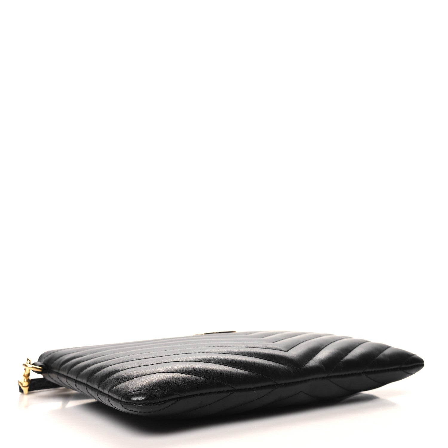 Saint Laurent Calfskin Matelasse Chevron Monogram A5 Wristlet Black 4 of 11