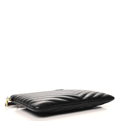 Saint Laurent Calfskin Matelasse Chevron Monogram A5 Wristlet Black 4 of 11