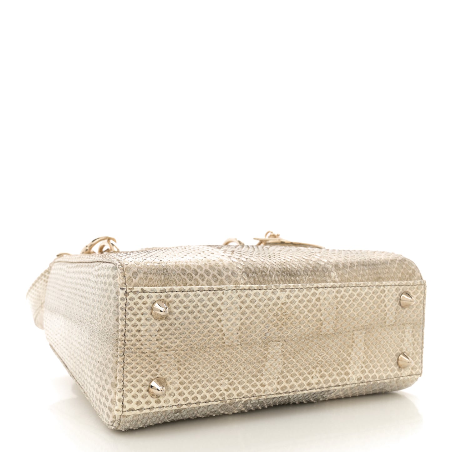 Metallic Snakeskin Small Lady Dior Gold