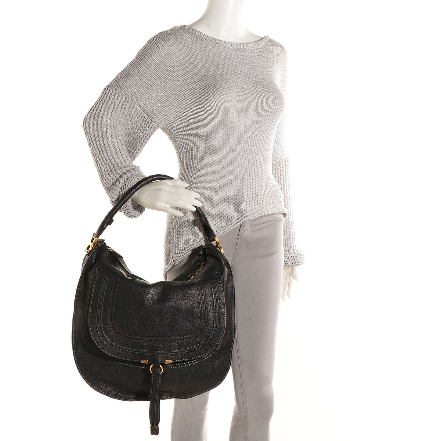Calfskin Large Marcie Hobo Black