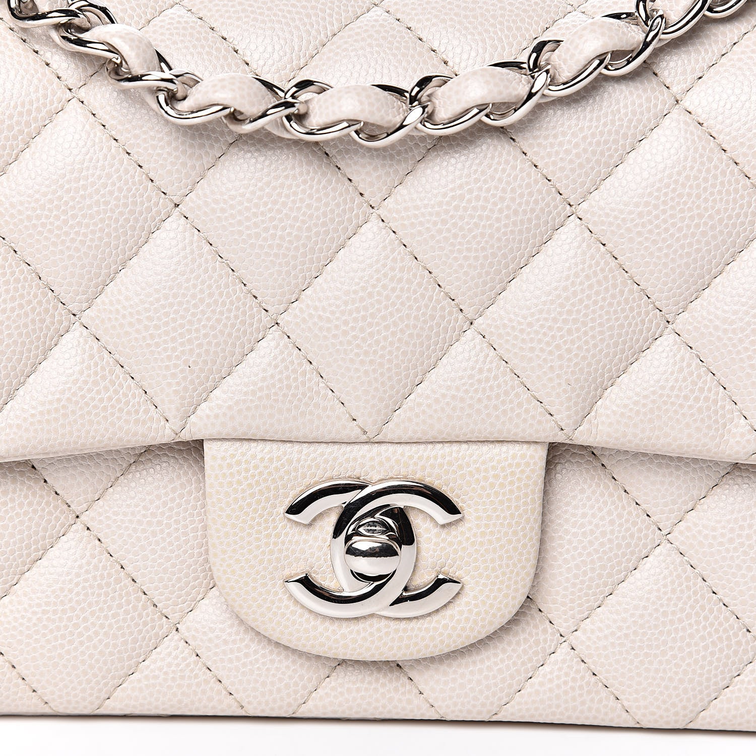 Chanel Caviar Quilted Mini Rectangular Flap Ivory 10 of 11