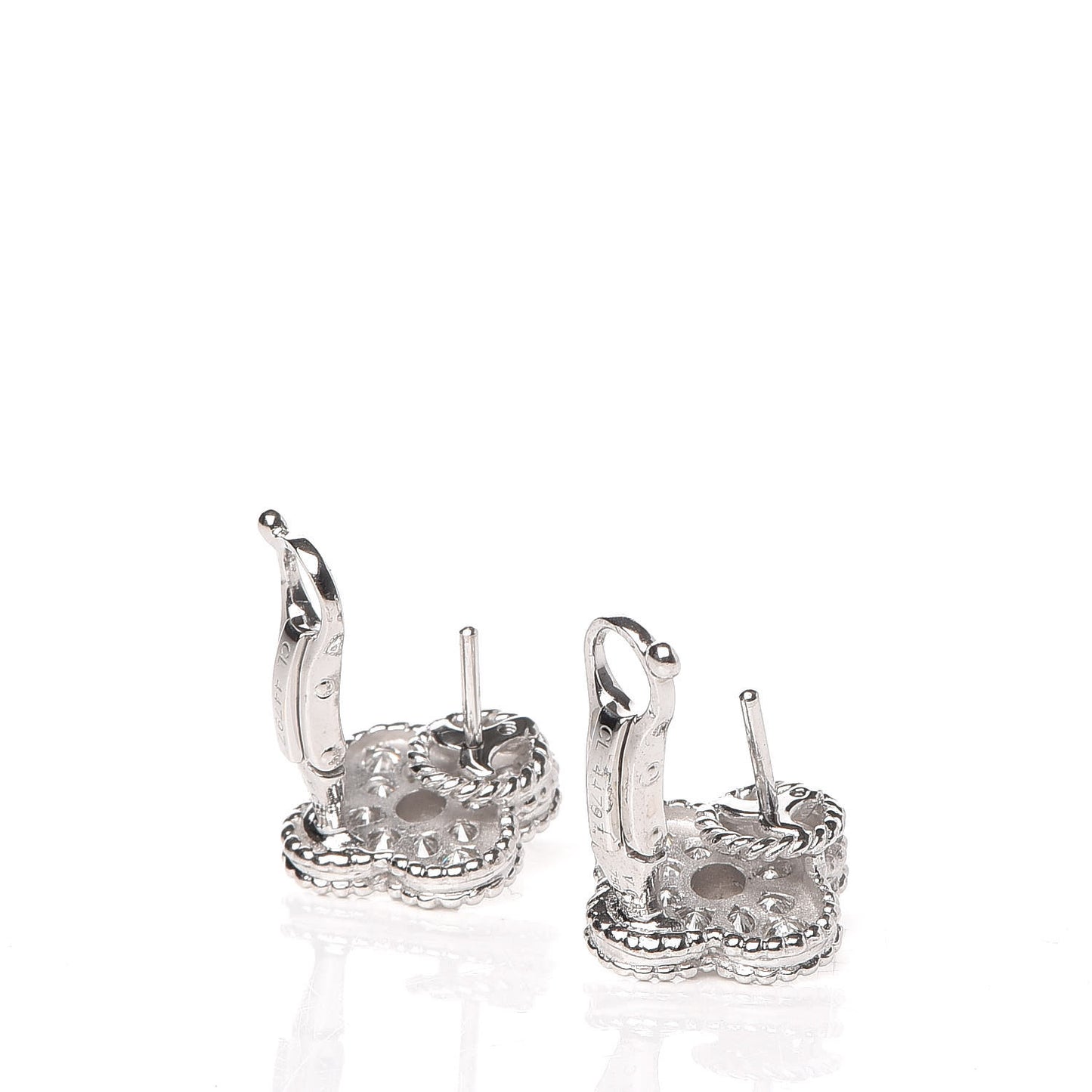 18K White Gold Diamond Vintage Alhambra Earrings