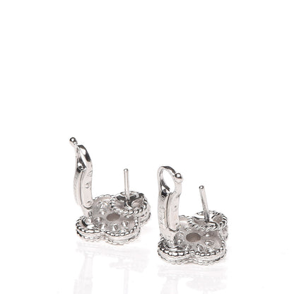 Van Cleef & Arpels 18K White Gold Diamond Vintage Alhambra Earrings 3 of 6