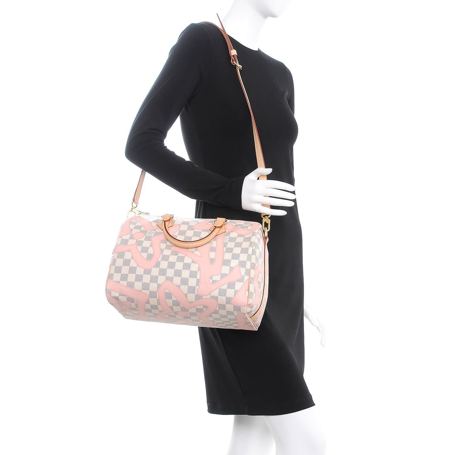 Louis Vuitton Damier Azur Tahitienne Speedy Bandouliere 30 Rose Ballerine 2 of 13