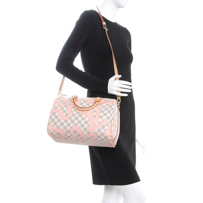 Louis Vuitton Damier Azur Tahitienne Speedy Bandouliere 30 Rose Ballerine 2 of 13