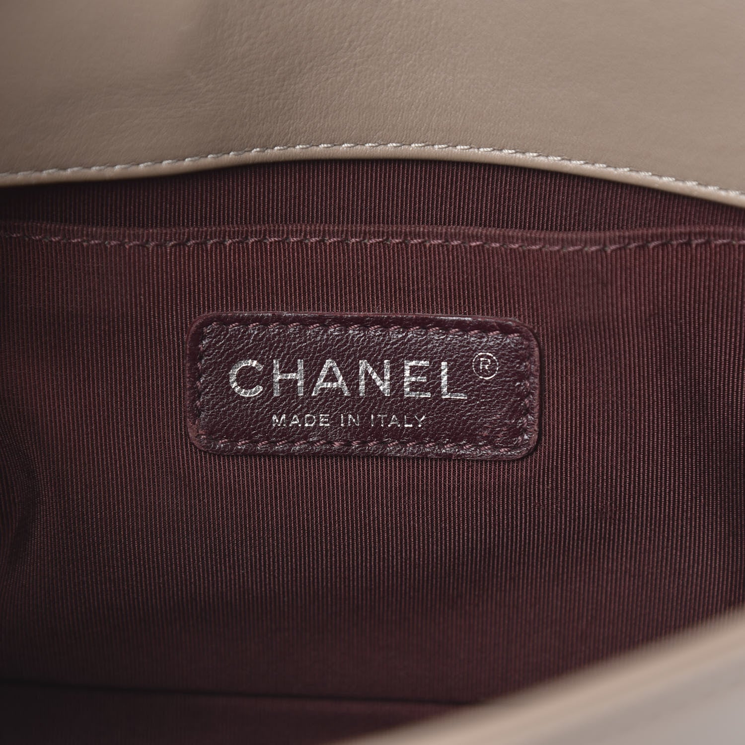 Chanel Calfskin Chevron Quilted Medium Boy Flap Taupe 6 of 13