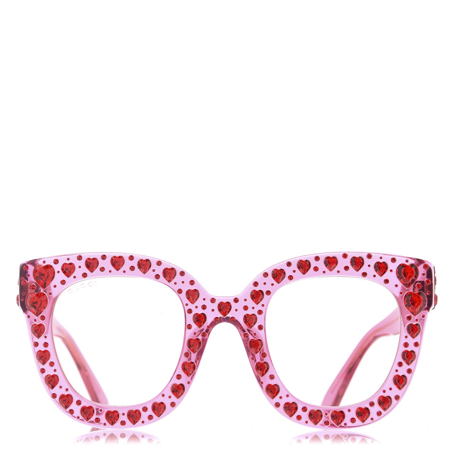 Gucci Acetate Crystal Heart GG0116S Sunglasses Fuchsia 3 of 8