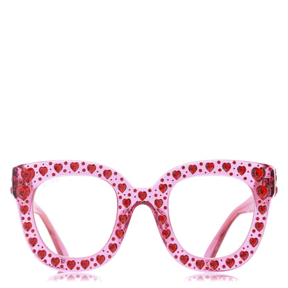 Gucci Acetate Crystal Heart GG0116S Sunglasses Fuchsia 3 of 8