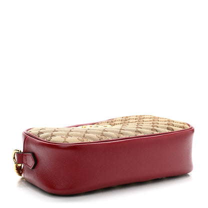 Gucci Monogram Azalea Calfskin Matelasse Diagonal Small GG Marmont Chain Shoulder Bag Beige Ebony New Cherry Red 4 of 13