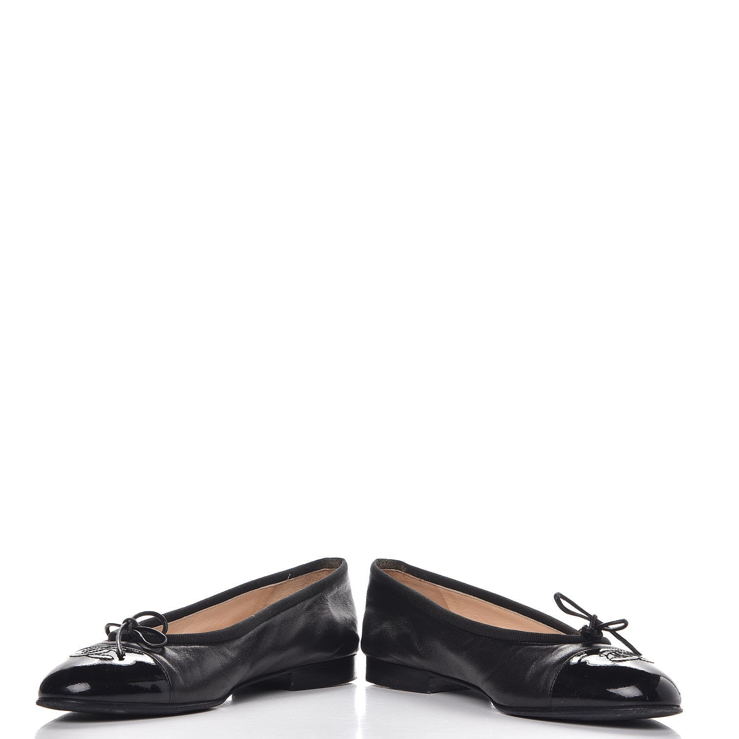 Chanel Lambskin Patent CC Cap Toe Ballerina Flats 36.5 Black 5 of 13