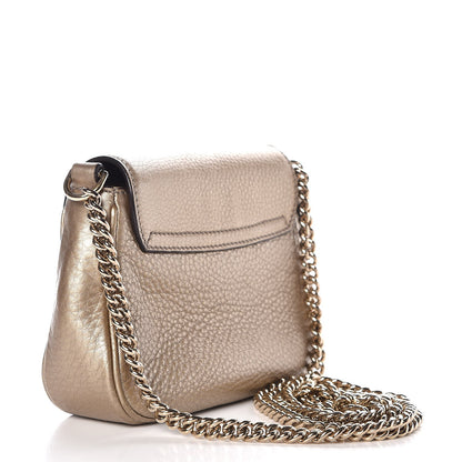 Gucci Metallic Pebbled Calfskin Small Soho Flap Crossbody Golden Beige 3 of 7