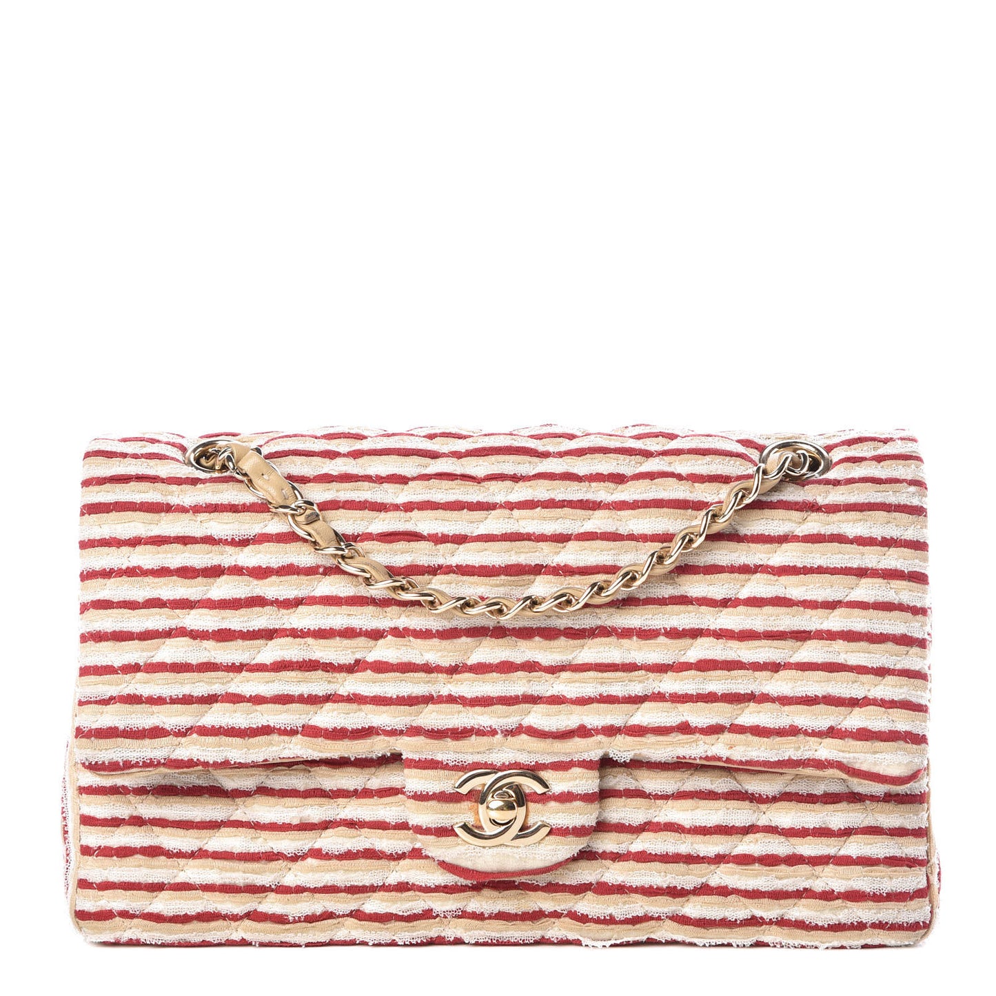 Jersey Quilted Medium Flap Red White