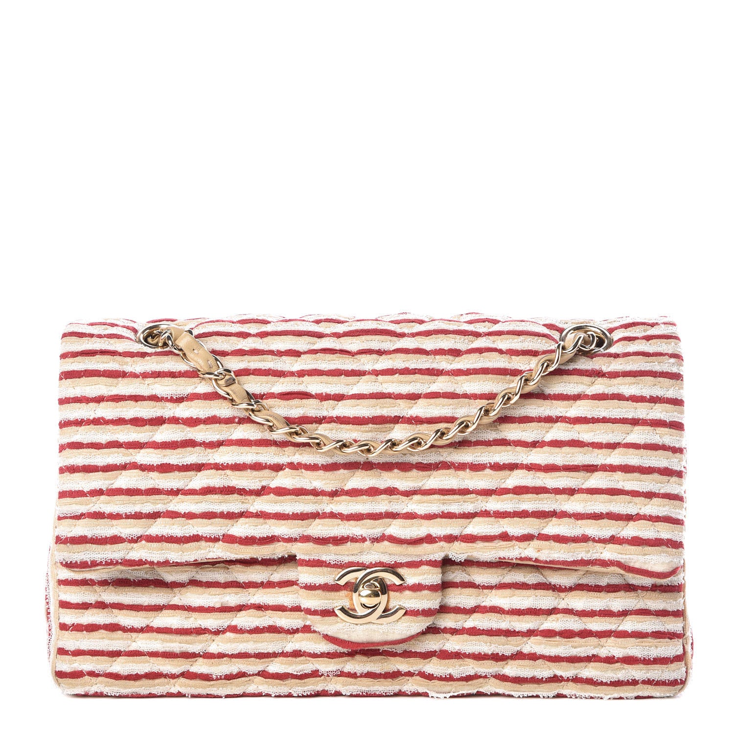 Chanel Jersey Quilted Medium Flap Red White 1 of 10