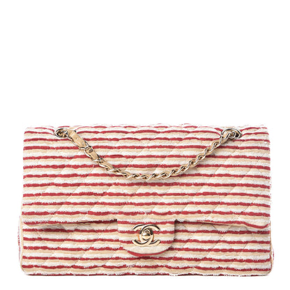 Chanel Jersey Quilted Medium Flap Red White 1 of 10