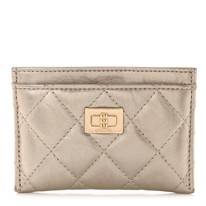 Chanel Metallic Aged Calfskin Quilted Reissue Card Holder Gold 1 of 14