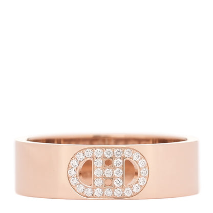 Hermes 18K Rose Gold Diamond PM H D'Ancre Ring 52 6 1 of 5