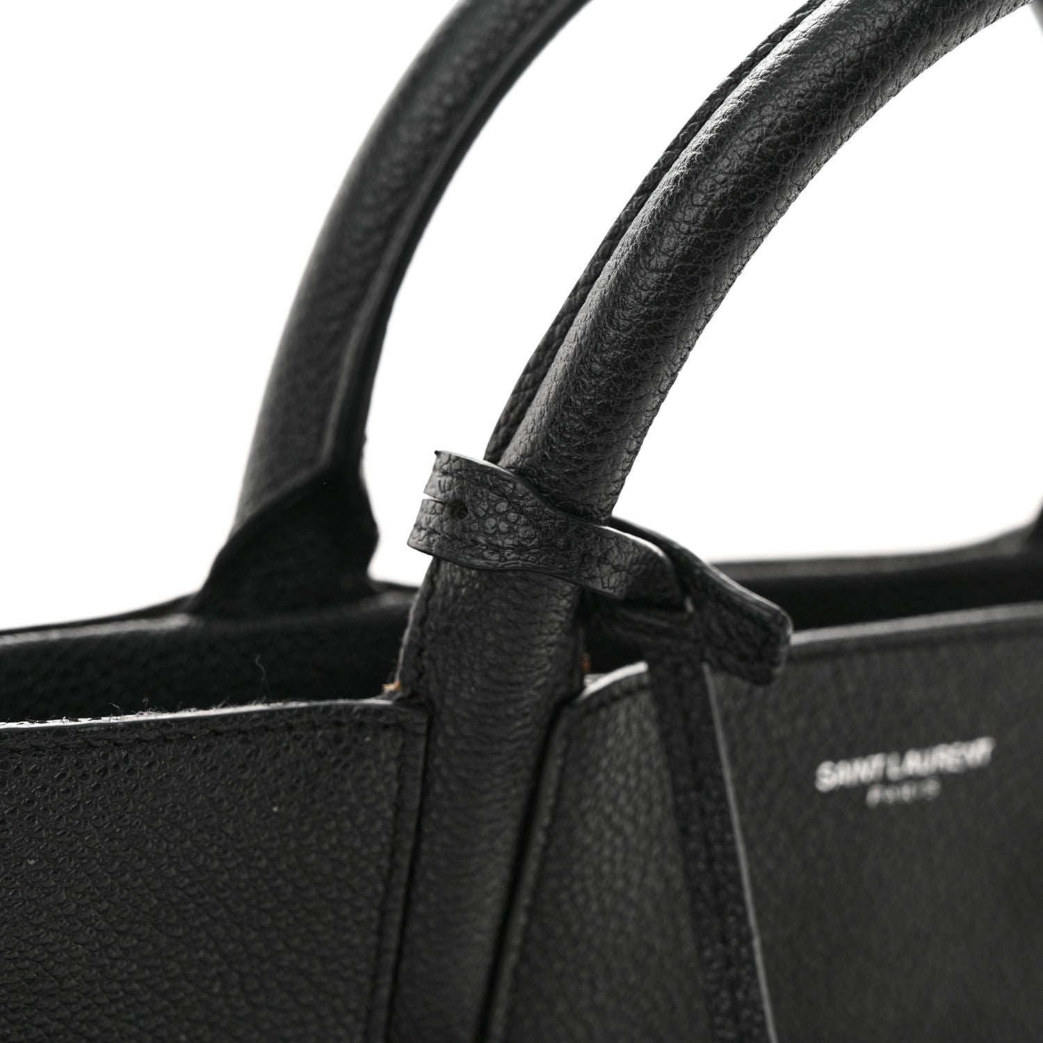 Saint Laurent Grained Calfskin Small Cabas Rive Gauche Black 18 of 22