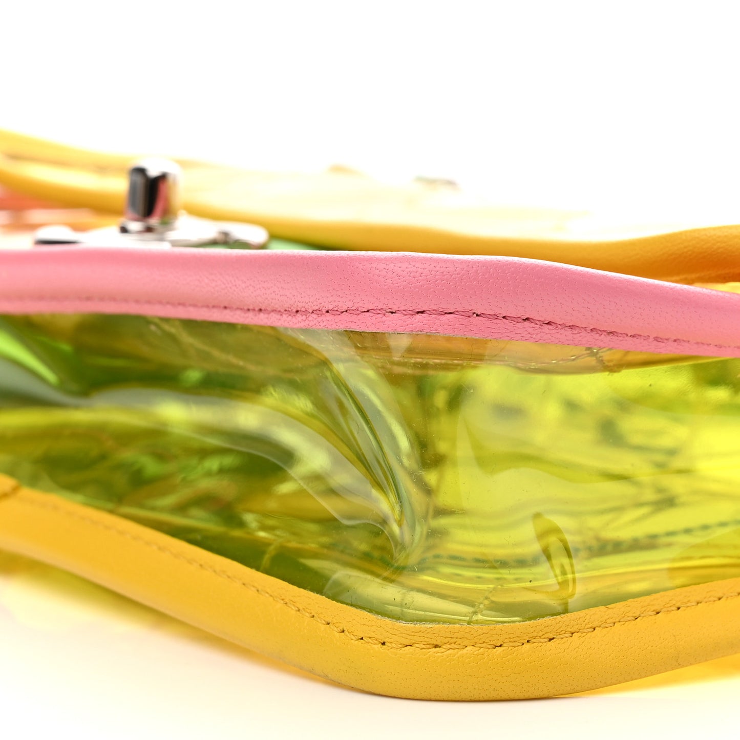 Lambskin PVC Quilted Mini Coco Splash Flap Yellow Green Pink