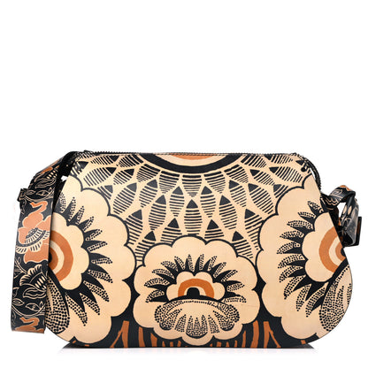 Valentino Garavani Calfskin Floral Print Mime Hobo Brown 1 of 8