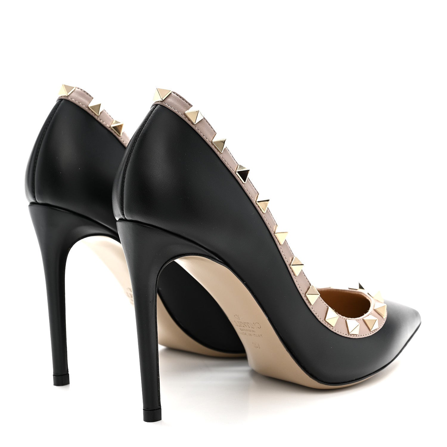 Valentino Garavani Nappa Rockstud 100mm Pumps 37 Black Poudre 5 of 9