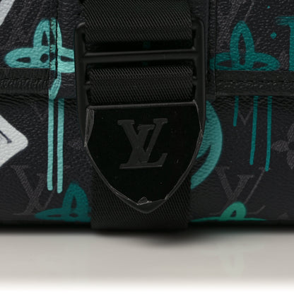 Louis Vuitton Monogram Eclipse LV Graffiti Archy Messenger MM Green Lights 9 of 9
