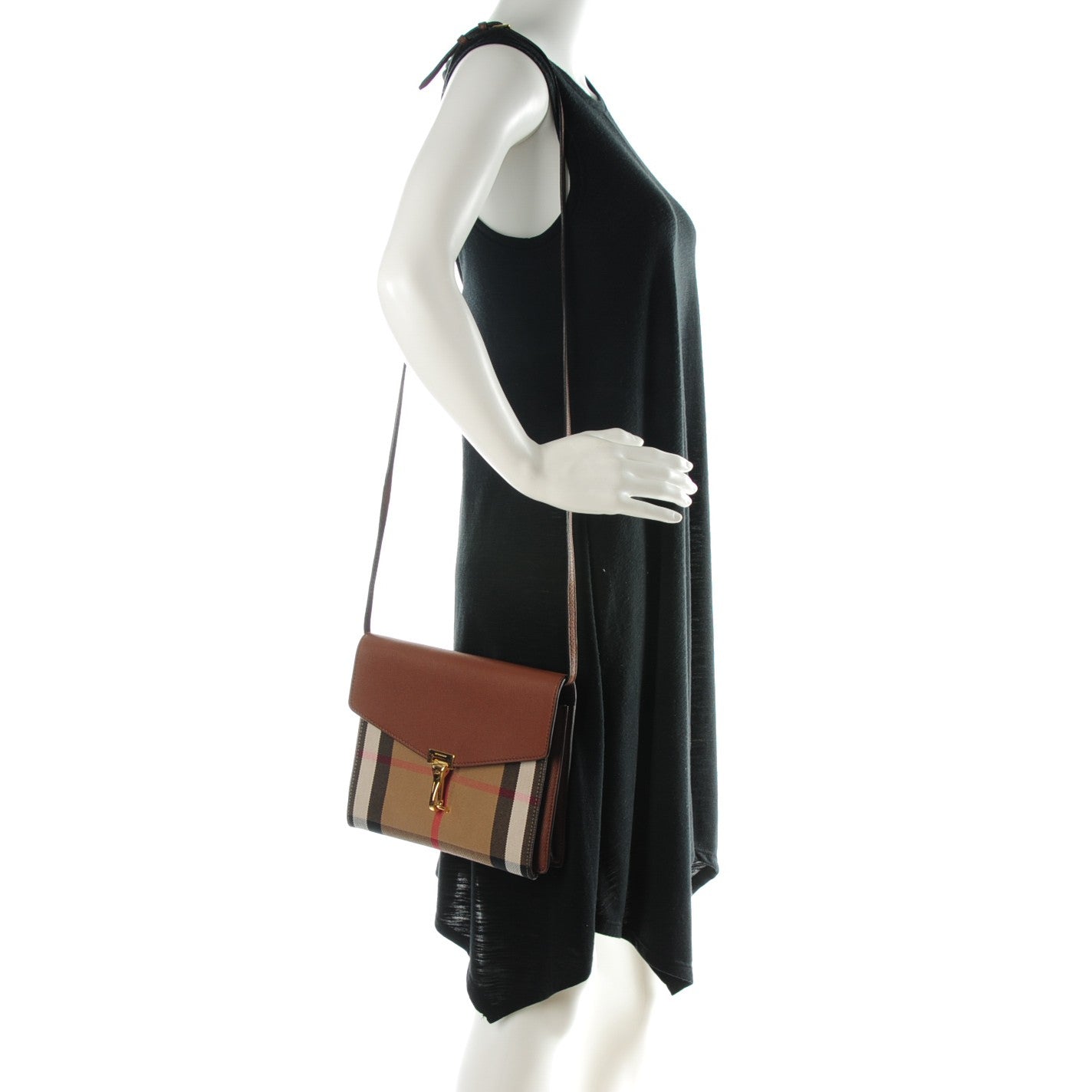 Burberry Derby Calfskin House Check Small Macken Crossbody Bag Tan 2 of 7