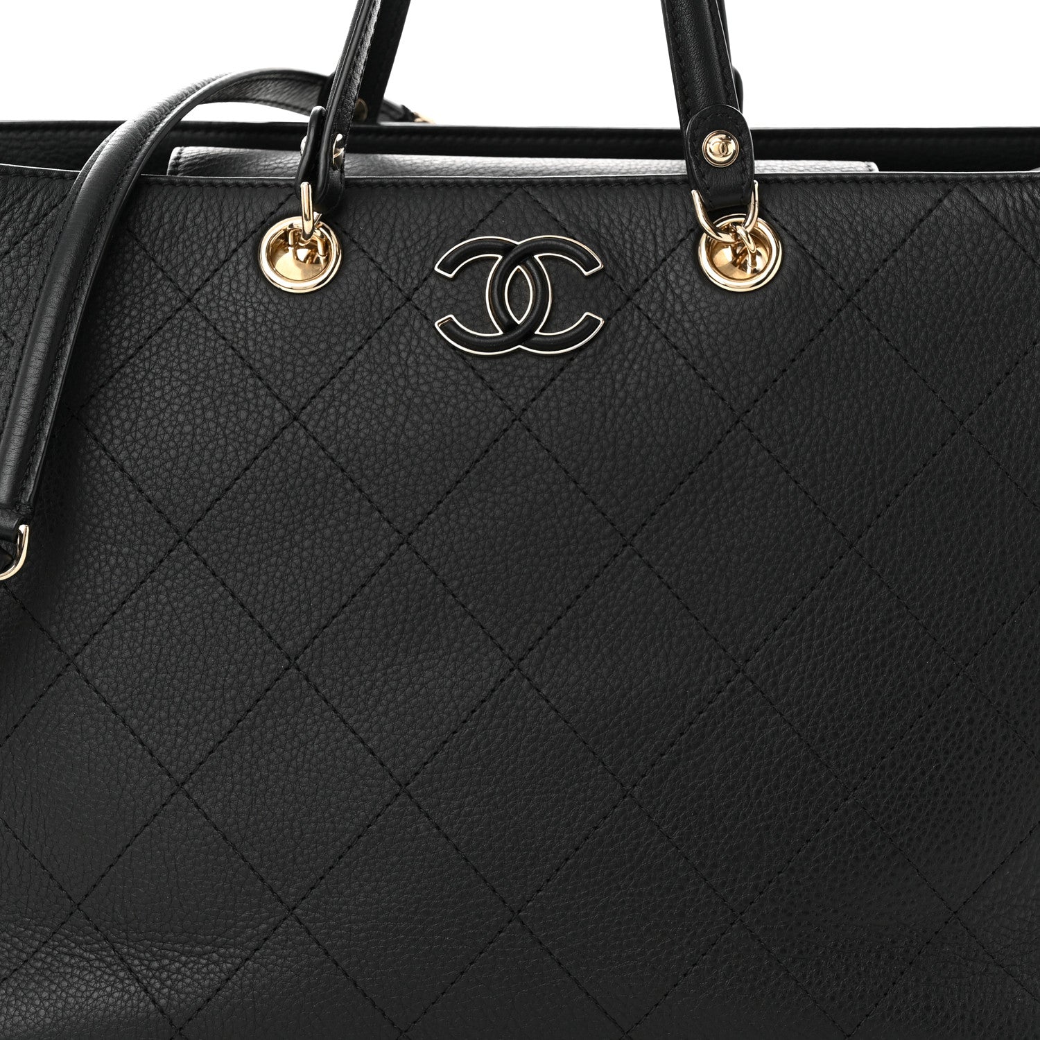 Chanel Bullskin Stitched Medium Shopping Bag Black 8 of 11