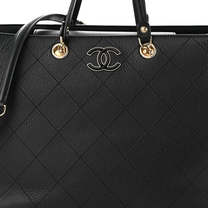 Chanel Bullskin Stitched Medium Shopping Bag Black 8 of 11