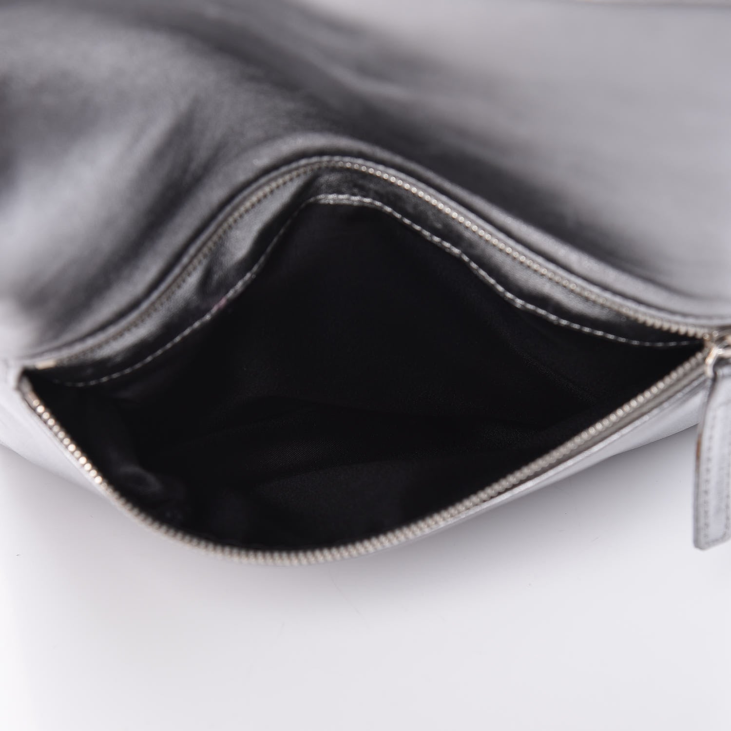 Chanel Metallic Lambskin Camellia Beauty Clutch Silver 8 of 15