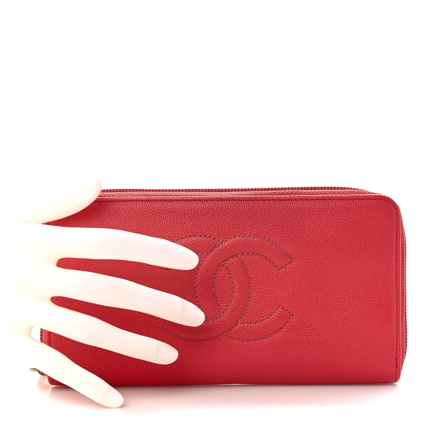 Caviar Large Timeless CC Zip Around Wallet Pink