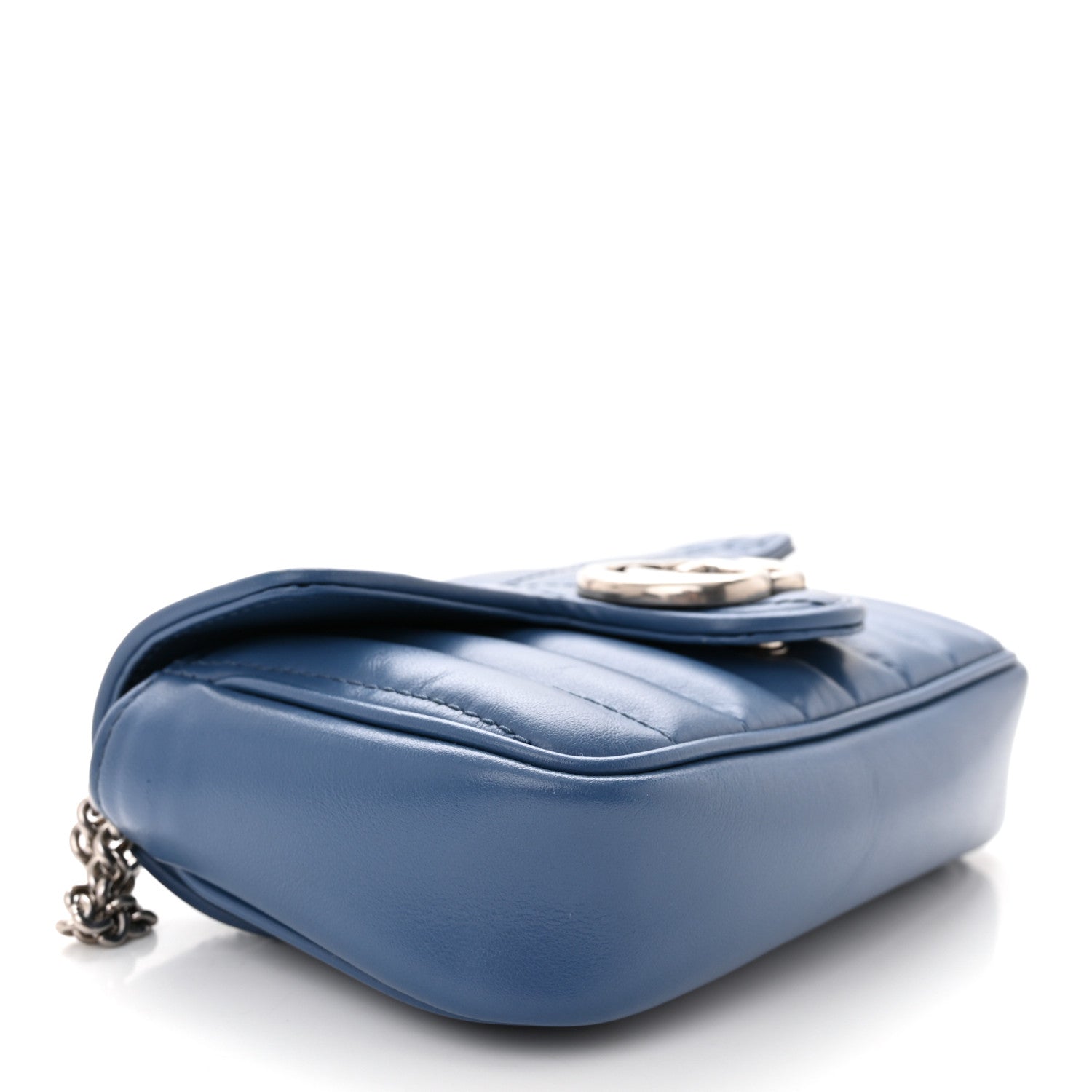 Gucci Calfskin Matelasse Aria Super Mini GG Marmont Shoulder Bag Clear Blue 4 of 10