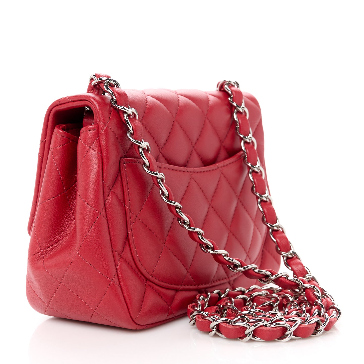 Lambskin Quilted Mini Square Flap Red