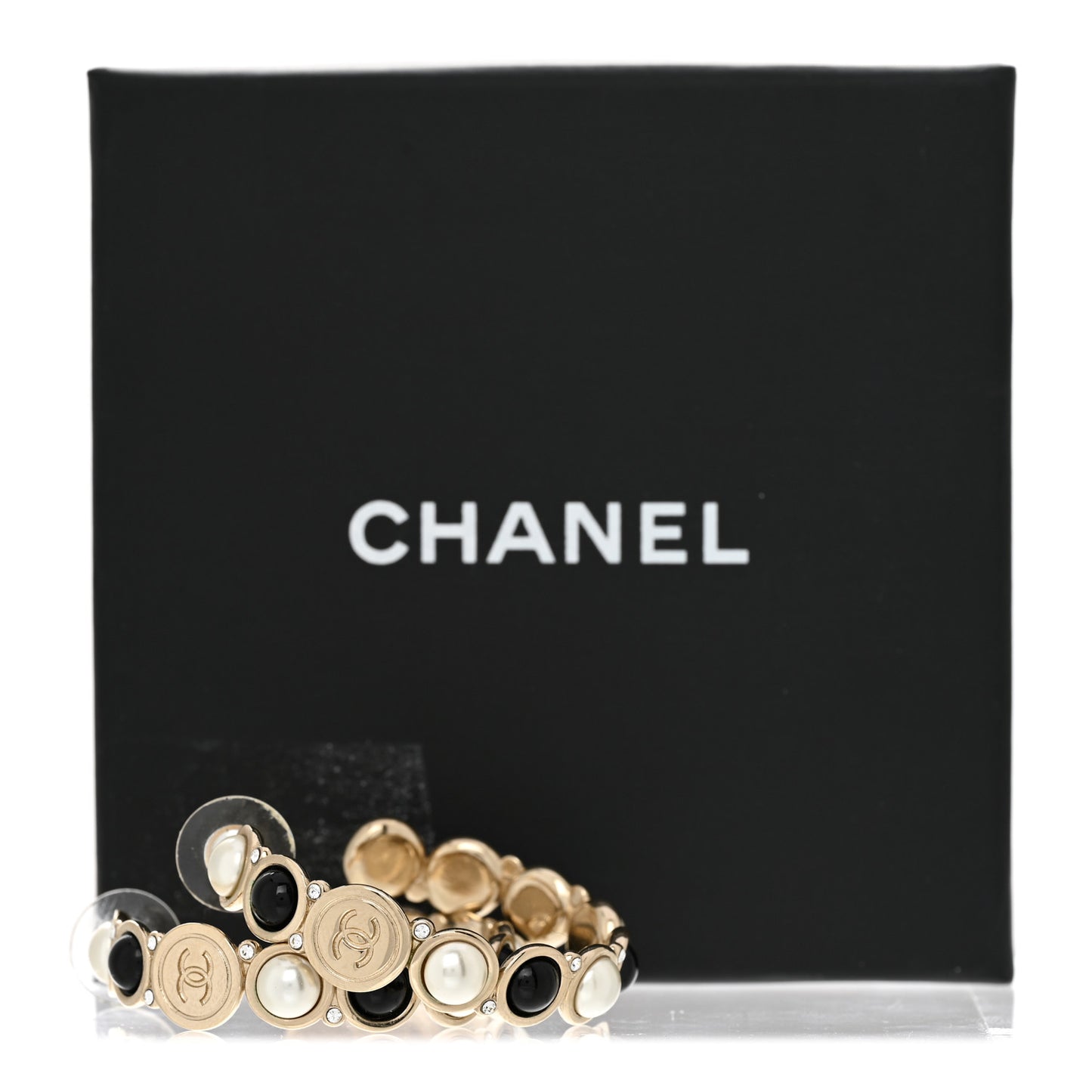 Crystal Pearl Metal Resin Polka Dot Hoop Earrings Gold Black