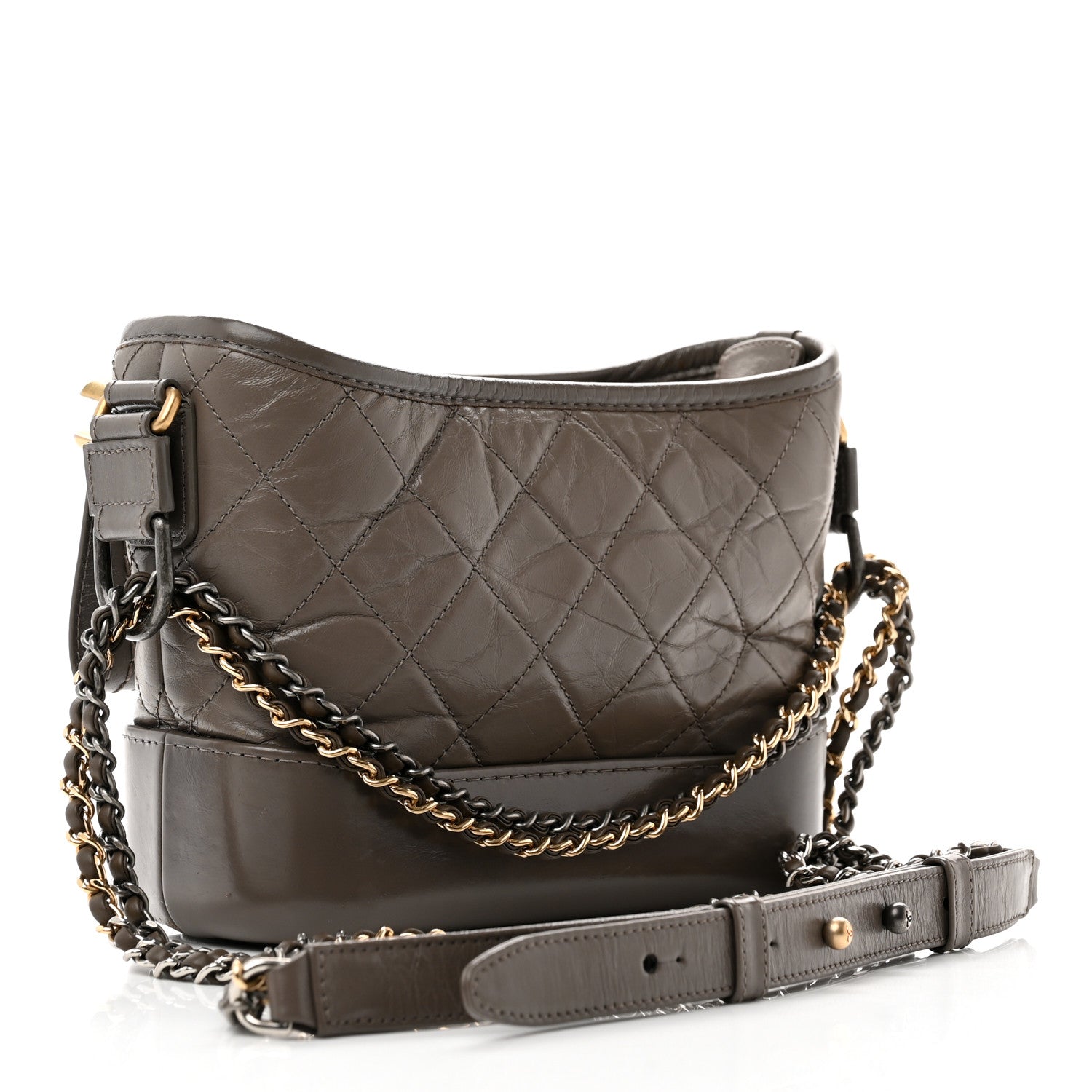 Chanel Aged Calfskin Quilted Small Gabrielle Hobo Grey 2 of 9