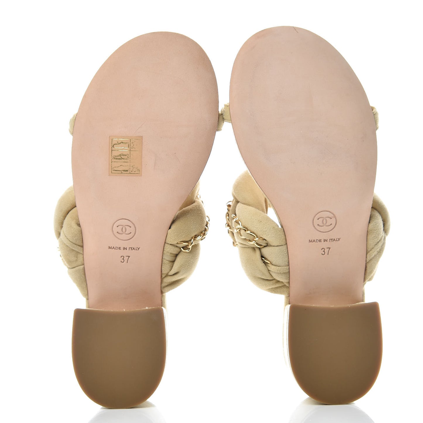 Kid Suede Chain Braided Sandals 37 Beige