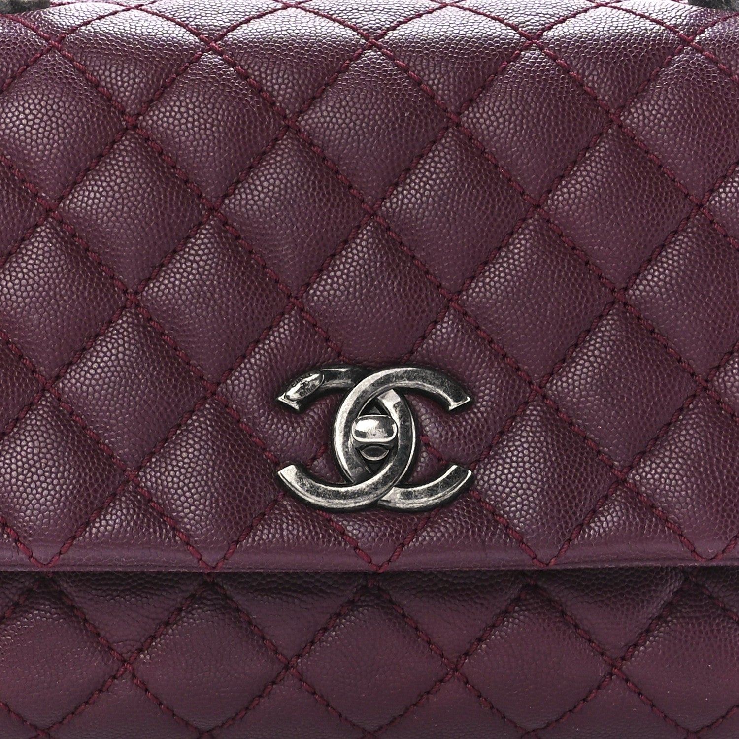 Chanel Caviar Quilted Small Coco Handle Flap Burgundy 9 of 12