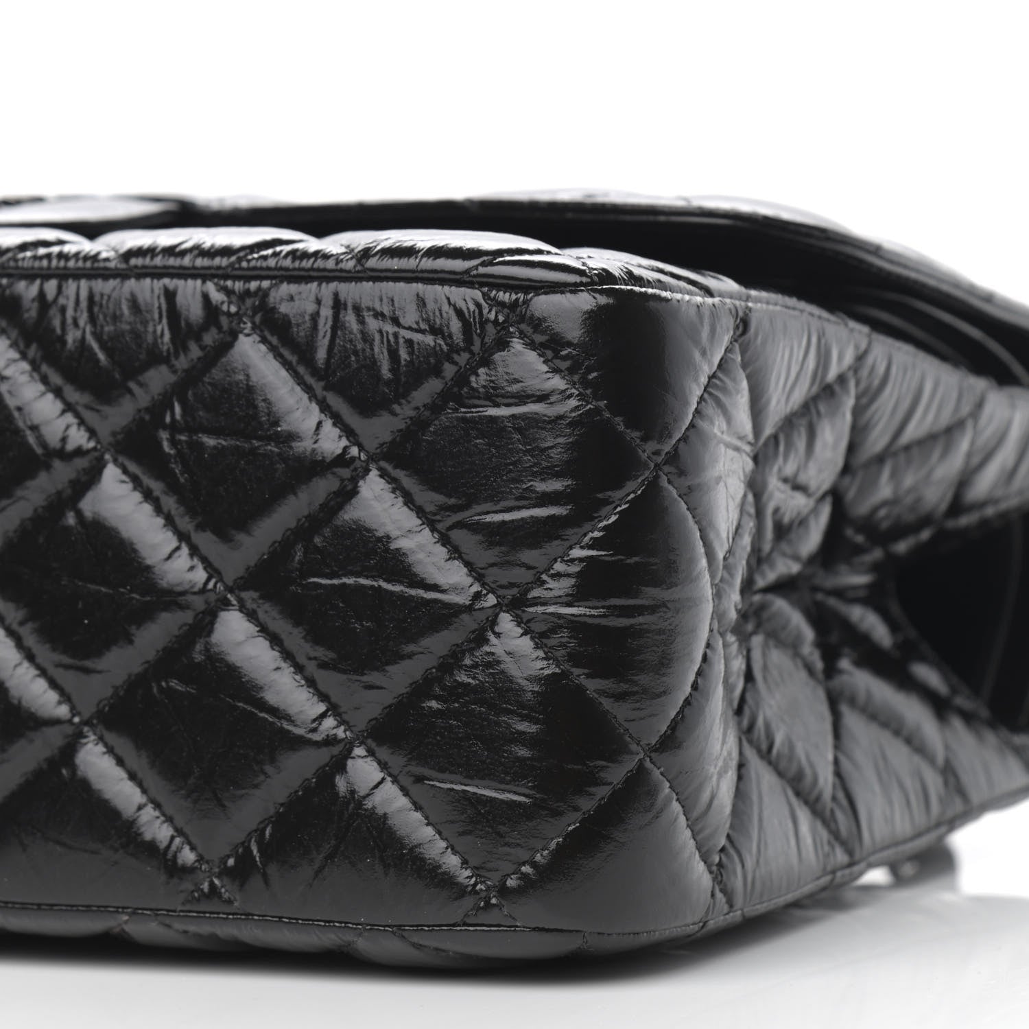 Chanel Shiny Distressed Calfskin Quilted Jumbo Double Flap So Black 10 of 11