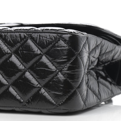 Chanel Shiny Distressed Calfskin Quilted Jumbo Double Flap So Black 10 of 11