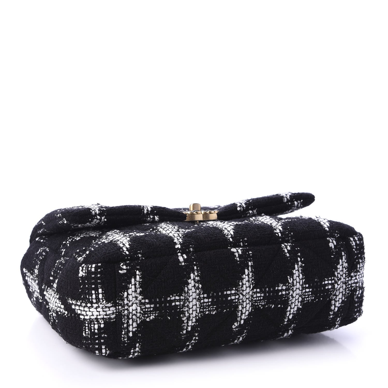 Chanel Tweed Quilted Large 19 Flap Black White 5 of 12