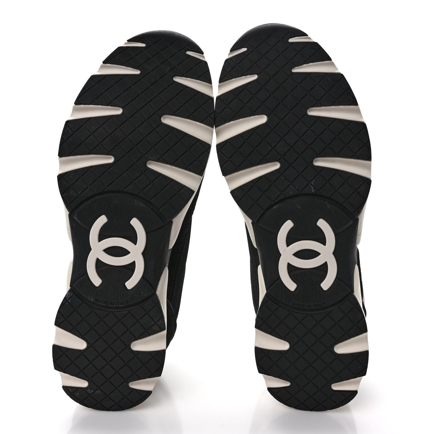 Mesh Suede Calfskin Womens CC Sneakers 40.5 Black White