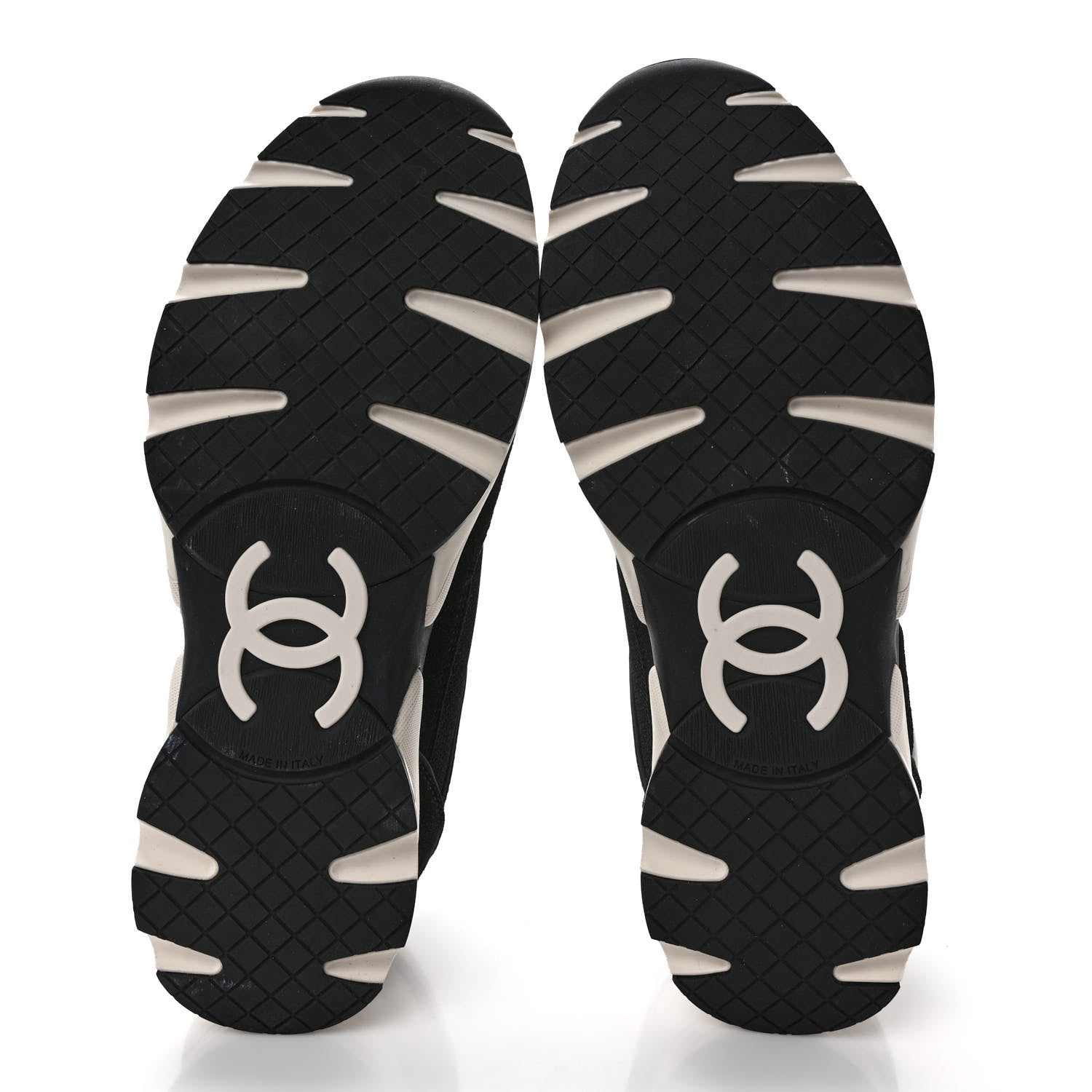 Chanel Mesh Suede Calfskin Womens CC Sneakers 40.5 Black White 5 of 9
