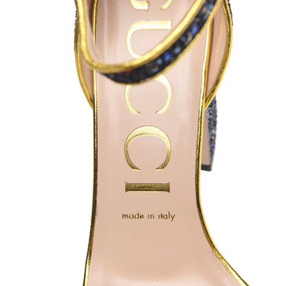 Gucci Glitter Soko Bee Platform Mid Heel Sandals 38 Notte Oro Multicolor 6 of 11