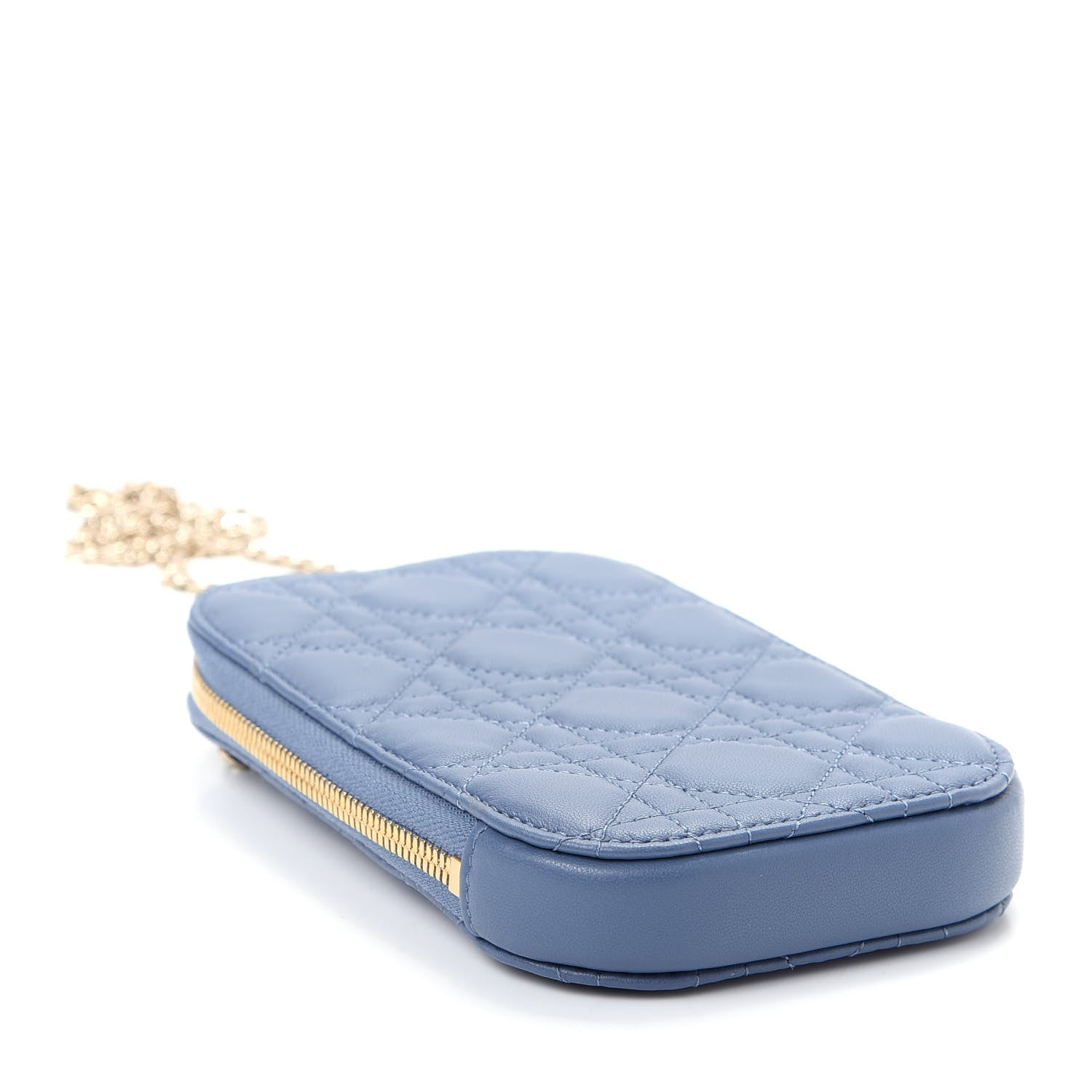 Christian Dior Lambskin Cannage Lady Dior Phone Holder Denim Blue 4 of 9