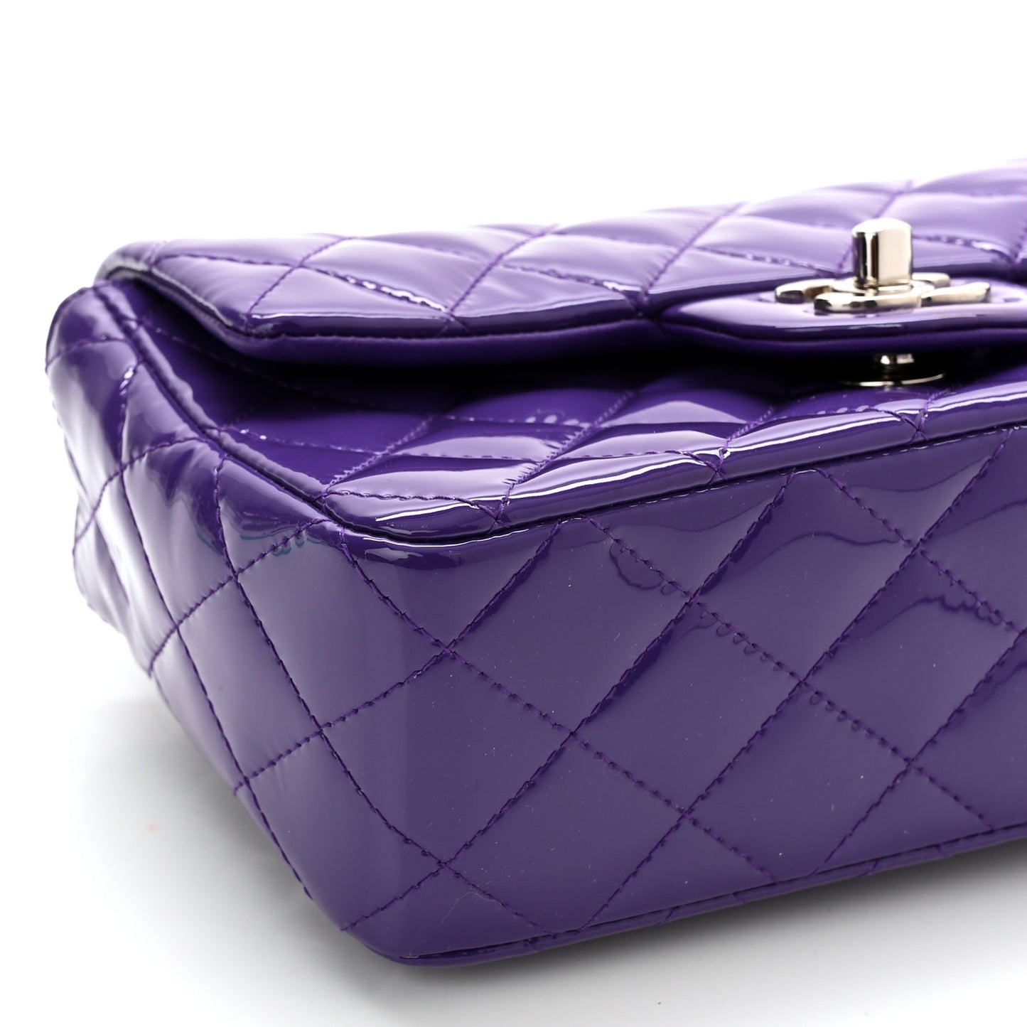 Patent Quilted Mini Rectangular Flap Purple