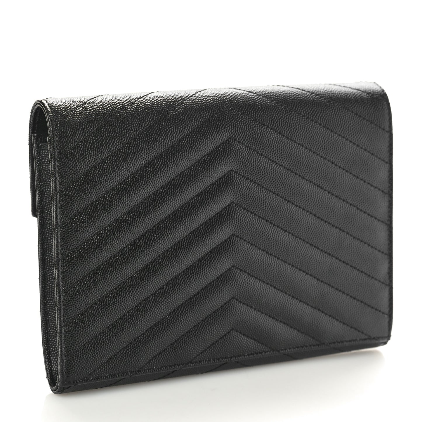 Grain De Poudre Matelasse Chevron Monogram Envelope Clutch Black