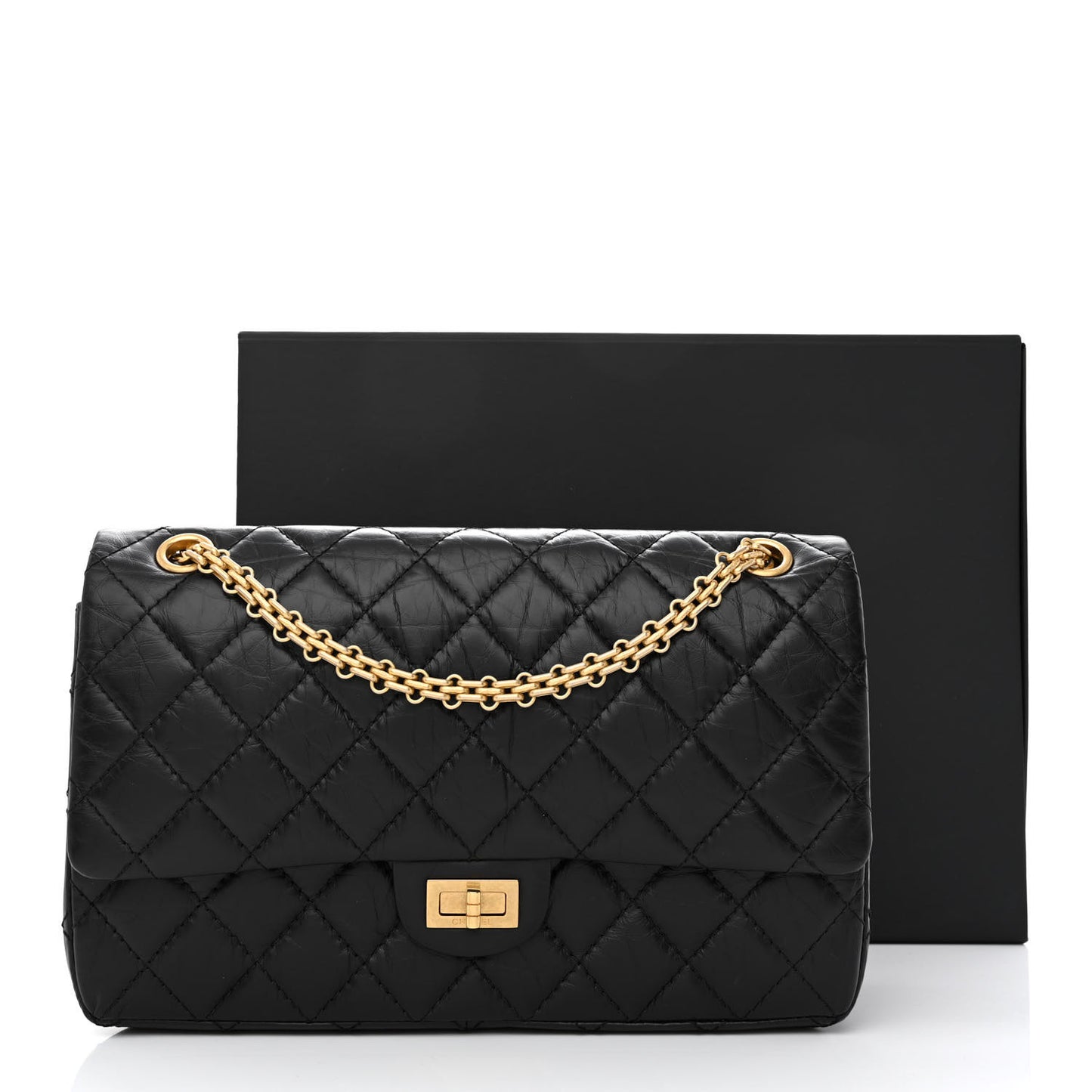 Aged Calfskin Quilted 2.55 Reissue 226 Flap Black