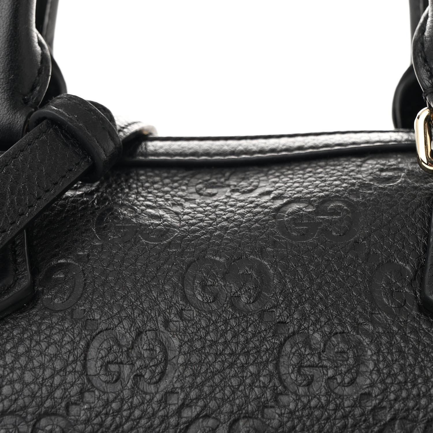 Gucci Calfskin GG Emblem Medium Boston Bag Black 8 of 11