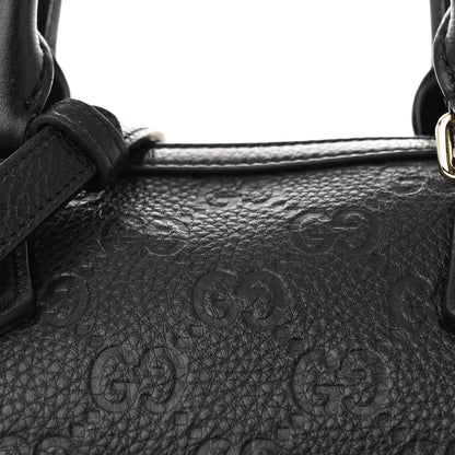Gucci Calfskin GG Emblem Medium Boston Bag Black 8 of 11