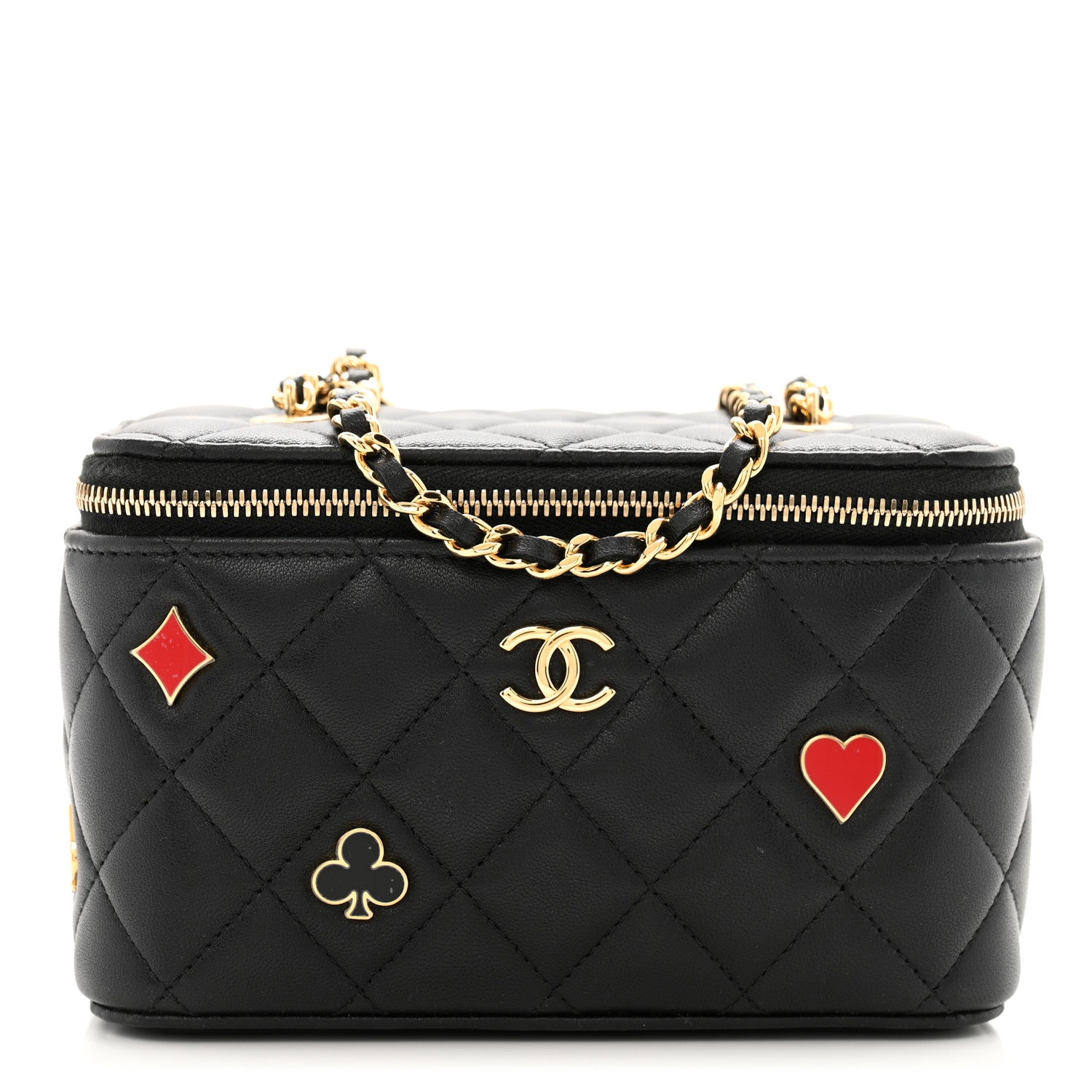 Chanel Lambskin Quilted Enamel Coco Casino Small Vanity Case With Chain Black 1 of 10